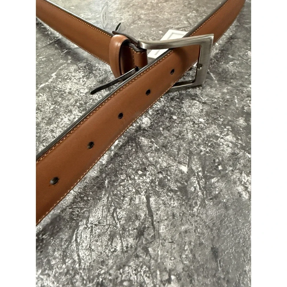 Perry Ellis Portfolio Mens Full Grain Cowhide Leather Belt IP32030K Brown Sz 52